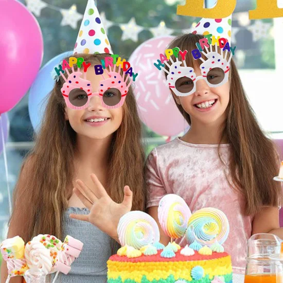 Crema dolce Torta di compleanno Occhiali Festival Occhiali da sole Festa di buon compleanno Regalo promozionale Giocattoli Nuovi occhiali da sole per bambini
