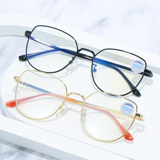 Montatura per occhiali da vista in metallo moda di alta qualità Montatura per occhiali da vista in acetato di nuova moda a forma rotonda Occhiali da vista per computer in acetato anti luce blu per bambini